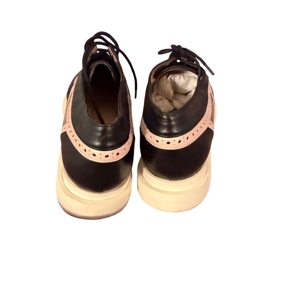 Annaisha Womens Lace-up Shoes Derby Size 38 Black Leather Pointed Toe Spain New - Picture 4 of 13